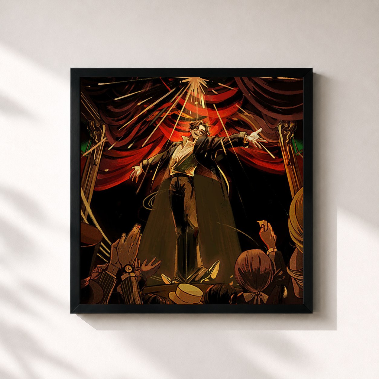 #noir Tableau carré de l'album Theater de Natori, cadre noir 32x32 cm