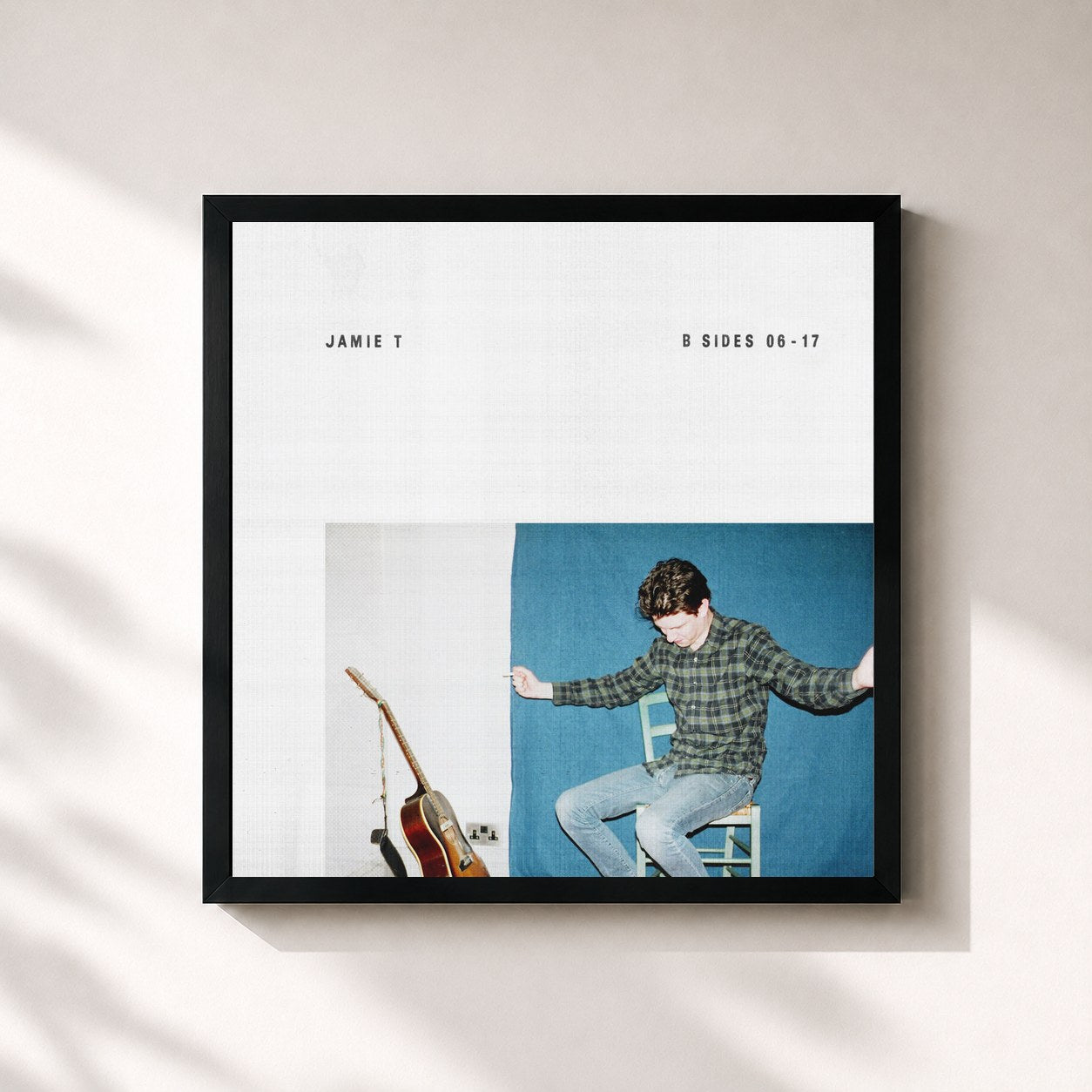 #noir Tableau carré de l'album B Sides (06-17) de Jamie T, cadre noir 32x32 cm