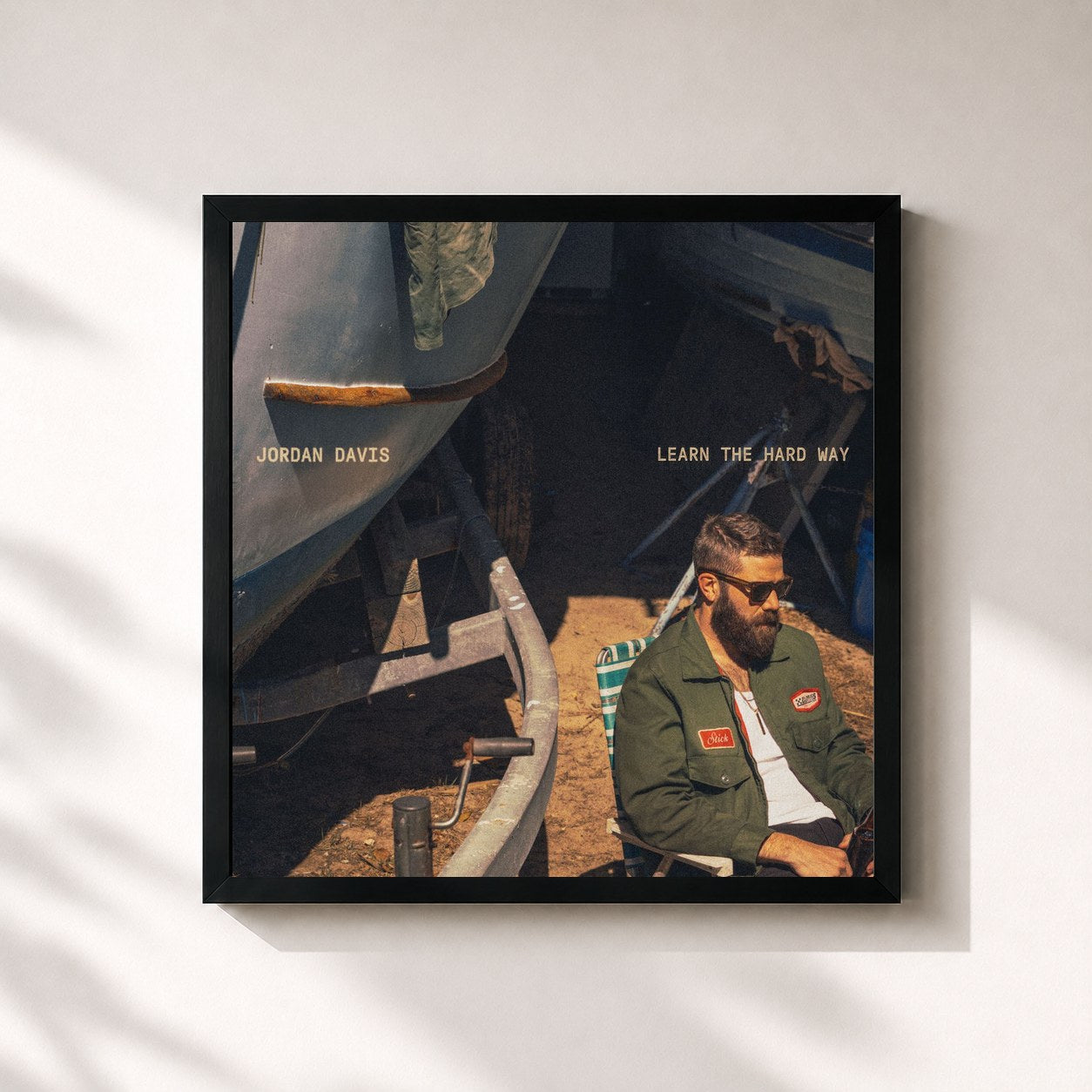 #noir Tableau carré de l'album Learn The Hard Way de Jordan Davis, cadre noir 32x32 cm