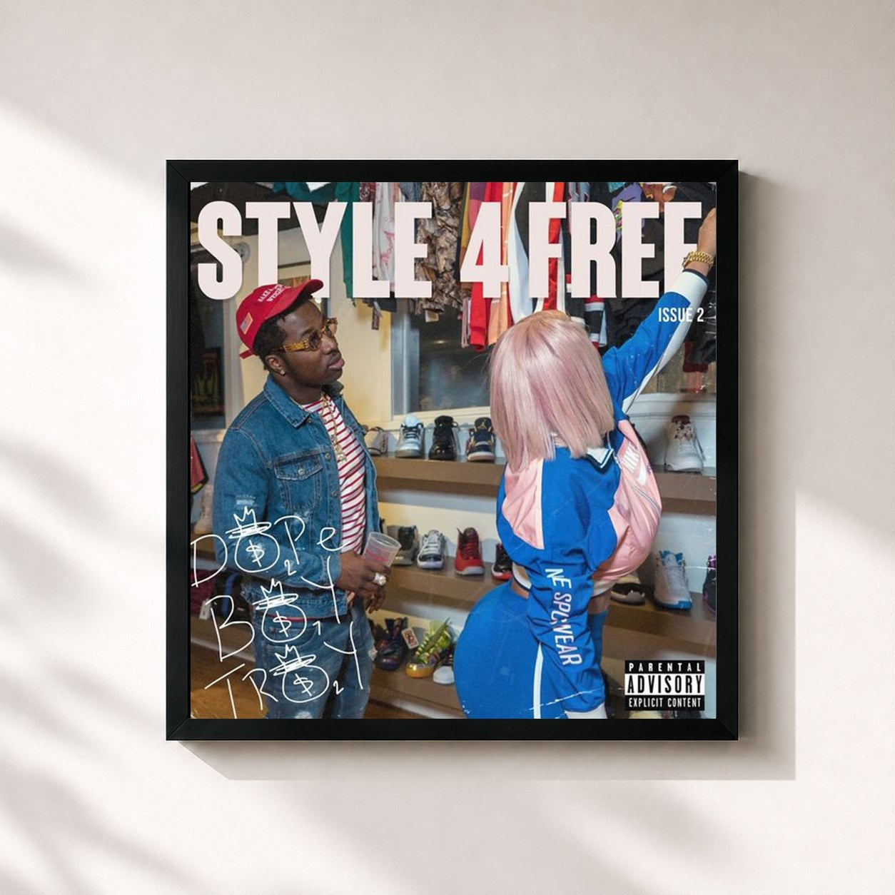 #noir Tableau carré de l'album Style 4 Free (Issue 2) de Troy Ave, cadre noir 32x32 cm