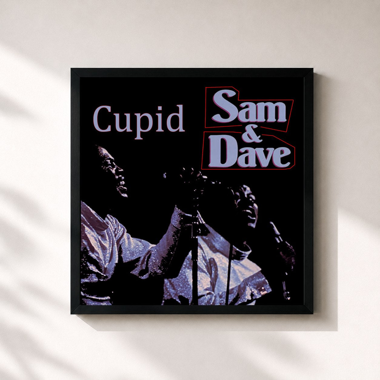 #noir Tableau carré de l'album Cupid de Sam & Dave, cadre noir 32x32 cm