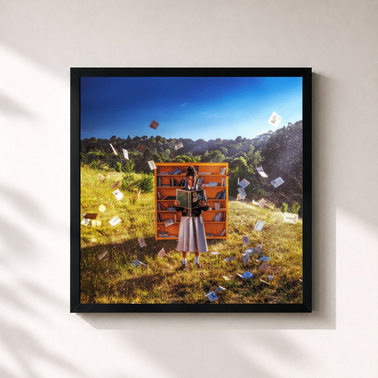 #noir Tableau carré de l'album How To Be Human de Cat Burns, cadre noir 32x32 cm
