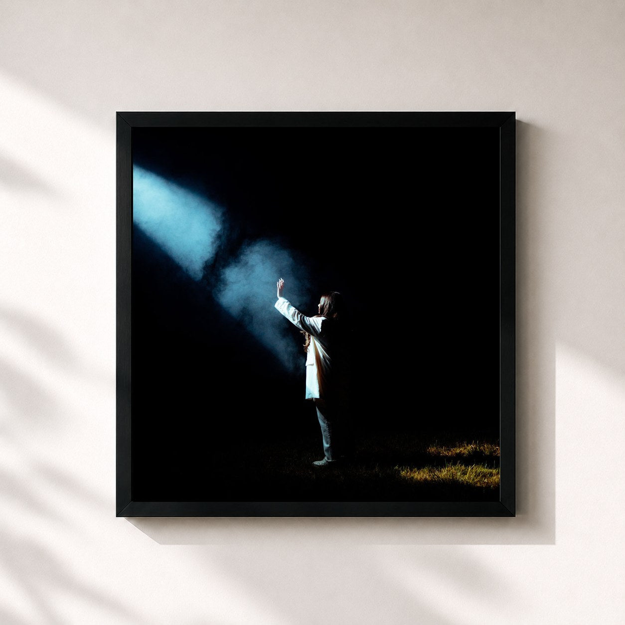 #noir Tableau carré de l'album MONDSCHEIN de Lune, cadre noir 32x32 cm