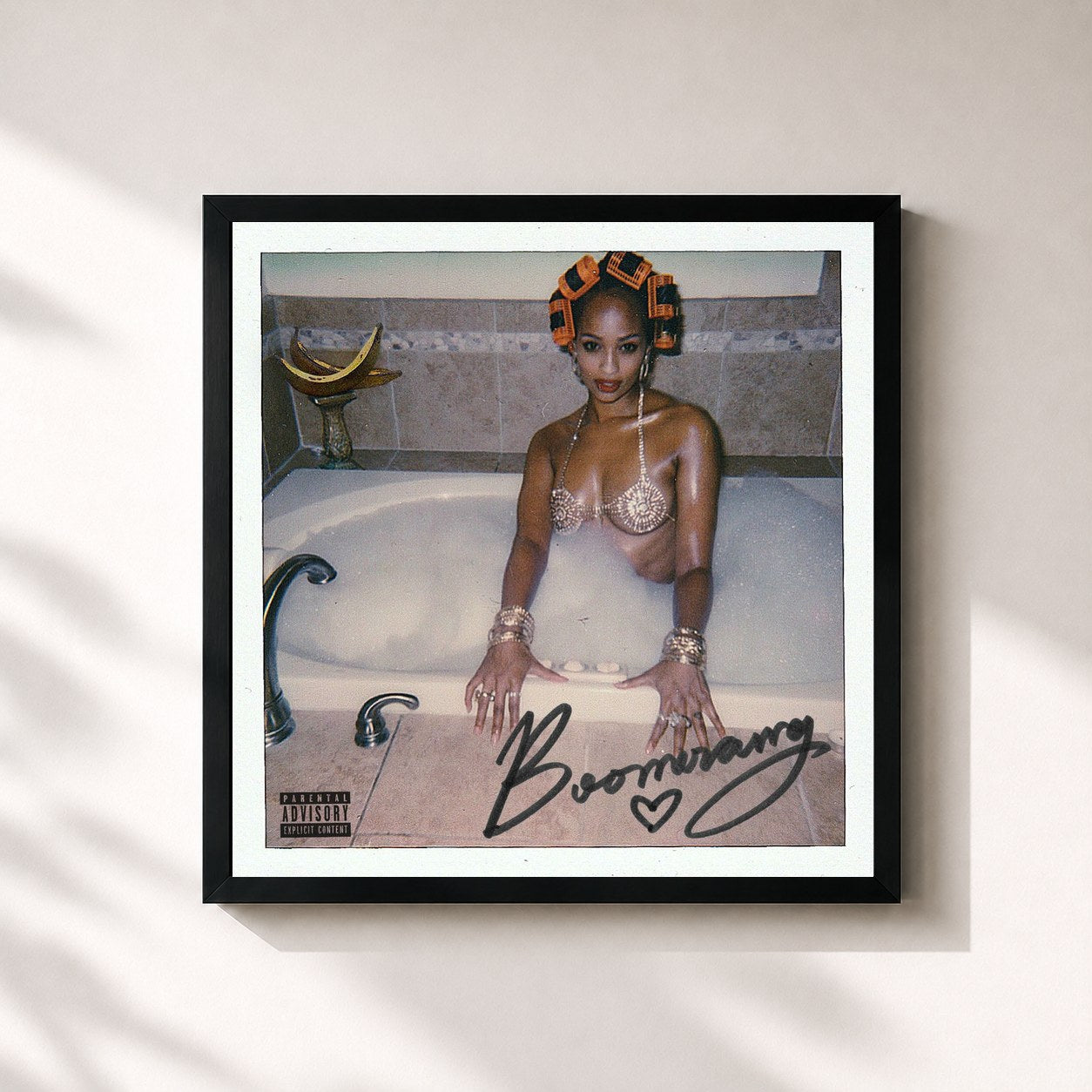 #noir Tableau carré de l'album Boomerang de Jidenna, cadre noir 32x32 cm