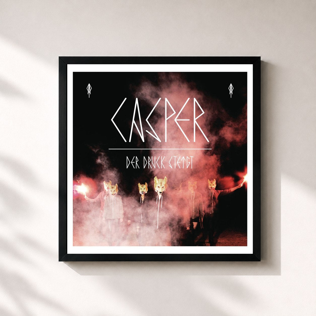 #noir Tableau carré de l'album Der Druck steigt de Casper, cadre noir 32x32 cm