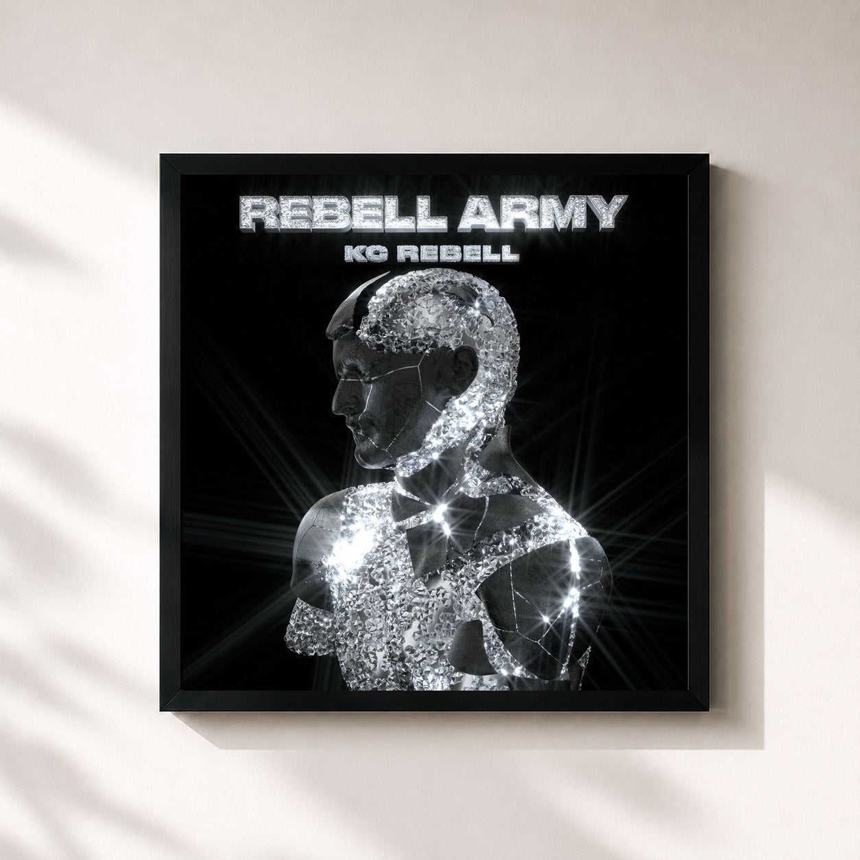 #noir Tableau carré de l'album Rebell Army de KC Rebell, cadre noir 32x32 cm