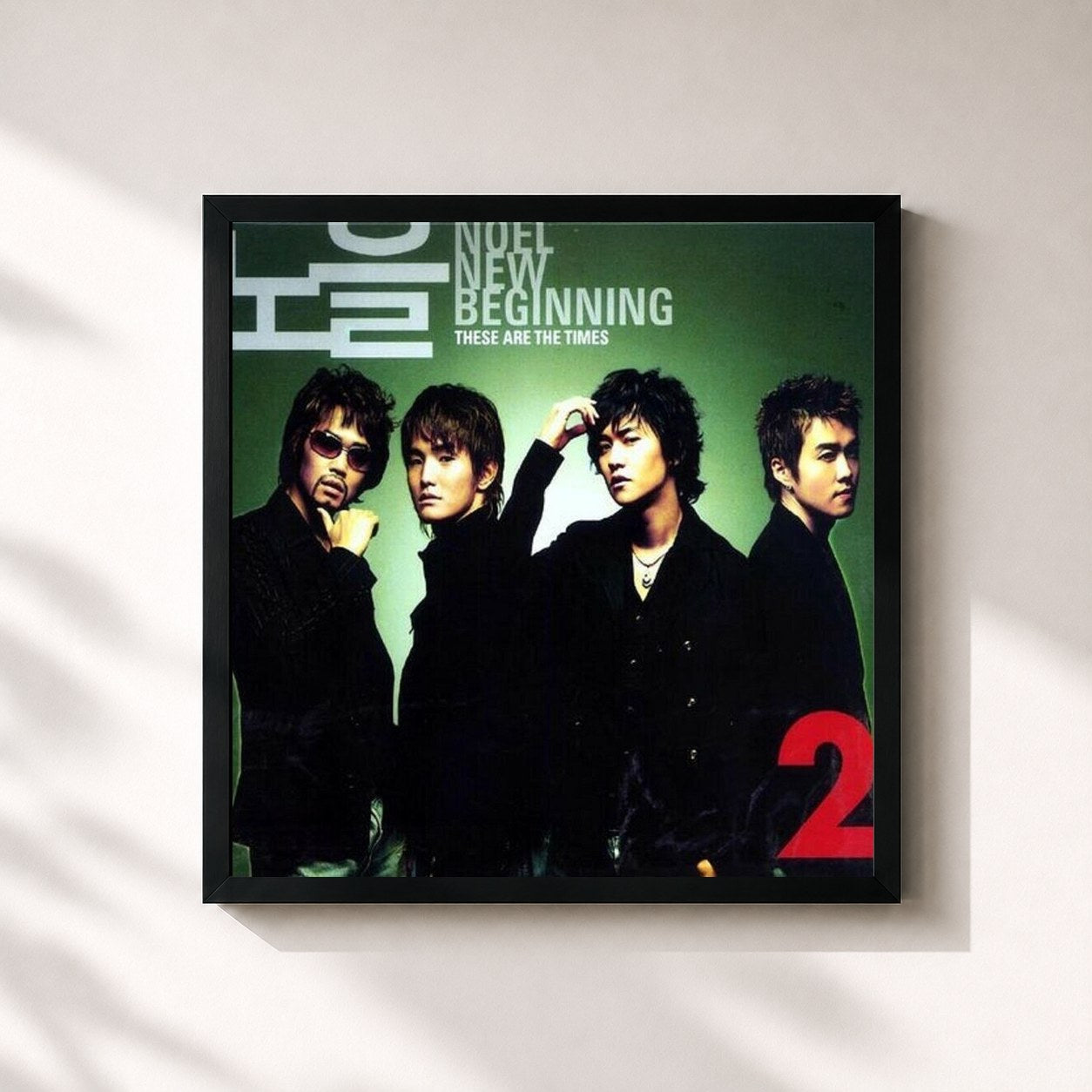 #noir Tableau carré de l'album These Are The Times de Noel, cadre noir 32x32 cm