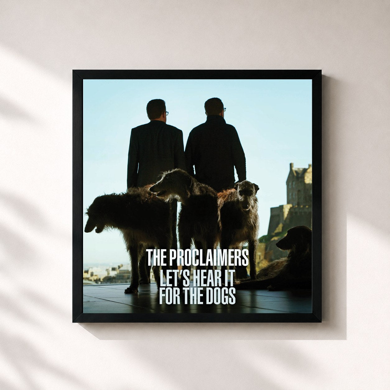#noir Tableau carré de l'album Let's Hear It for the Dogs de The Proclaimers, cadre noir 32x32 cm