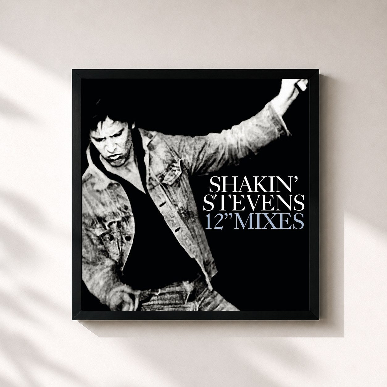 #noir Tableau carré de l'album The 12" Mixes - EP de Shakin' Stevens, cadre noir 32x32 cm