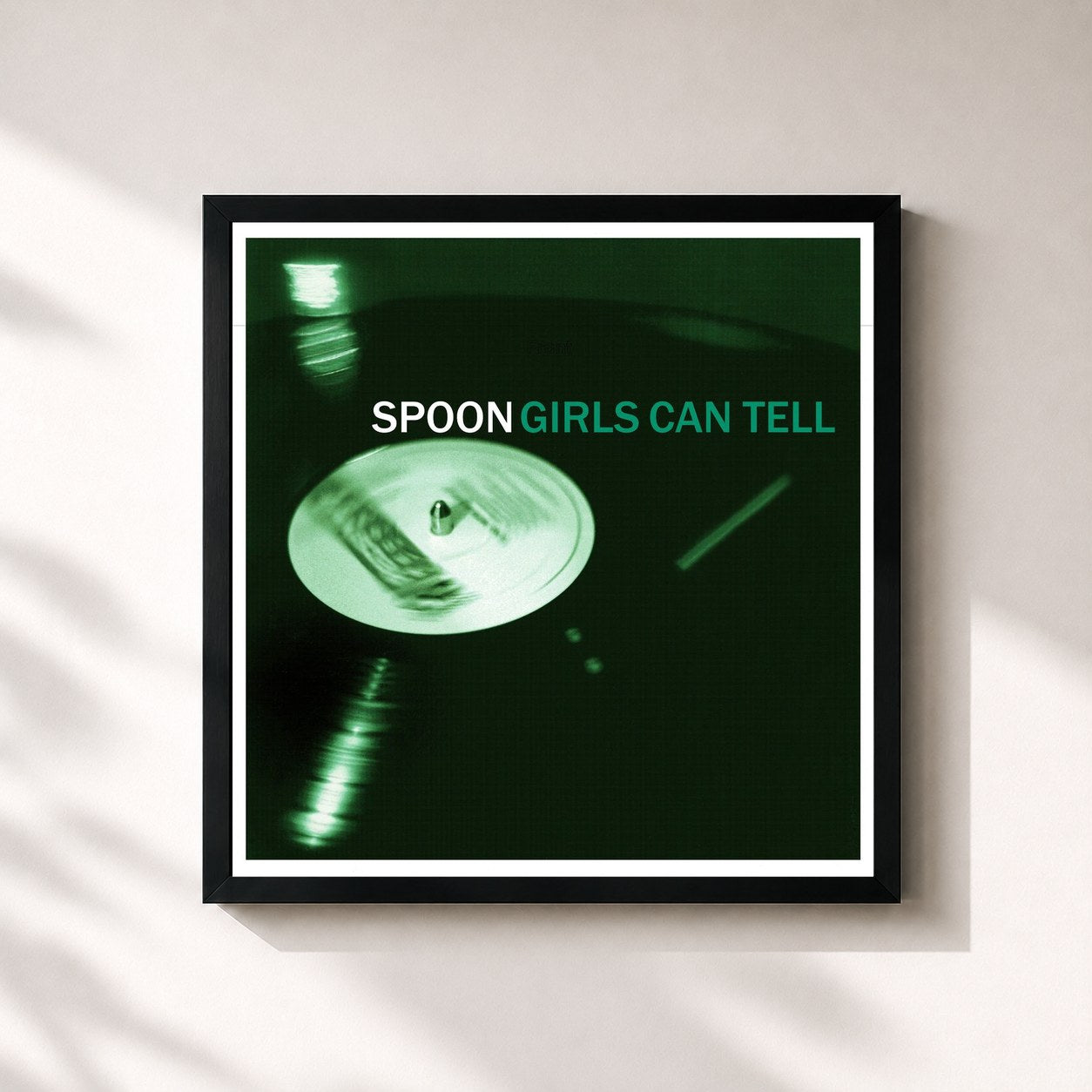 #noir Tableau carré de l'album Girls Can Tell de Spoon, cadre noir 32x32 cm