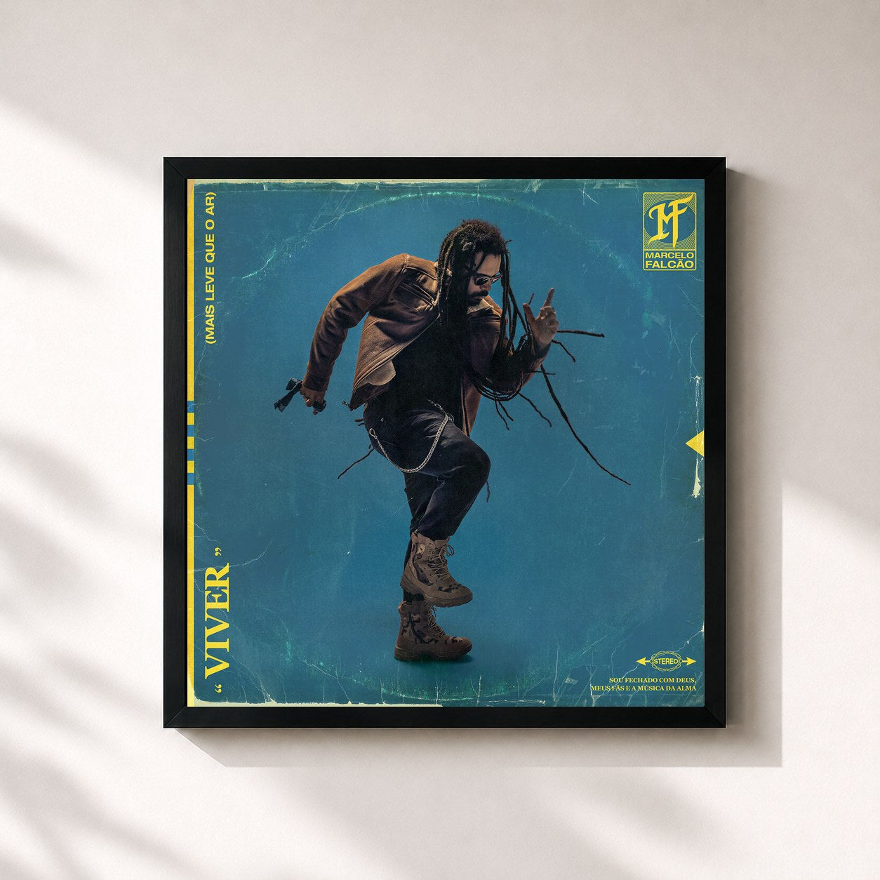 #noir Tableau carré de l'album Viver (Mais leve que o ar) de Marcelo Falcao, cadre noir 32x32 cm