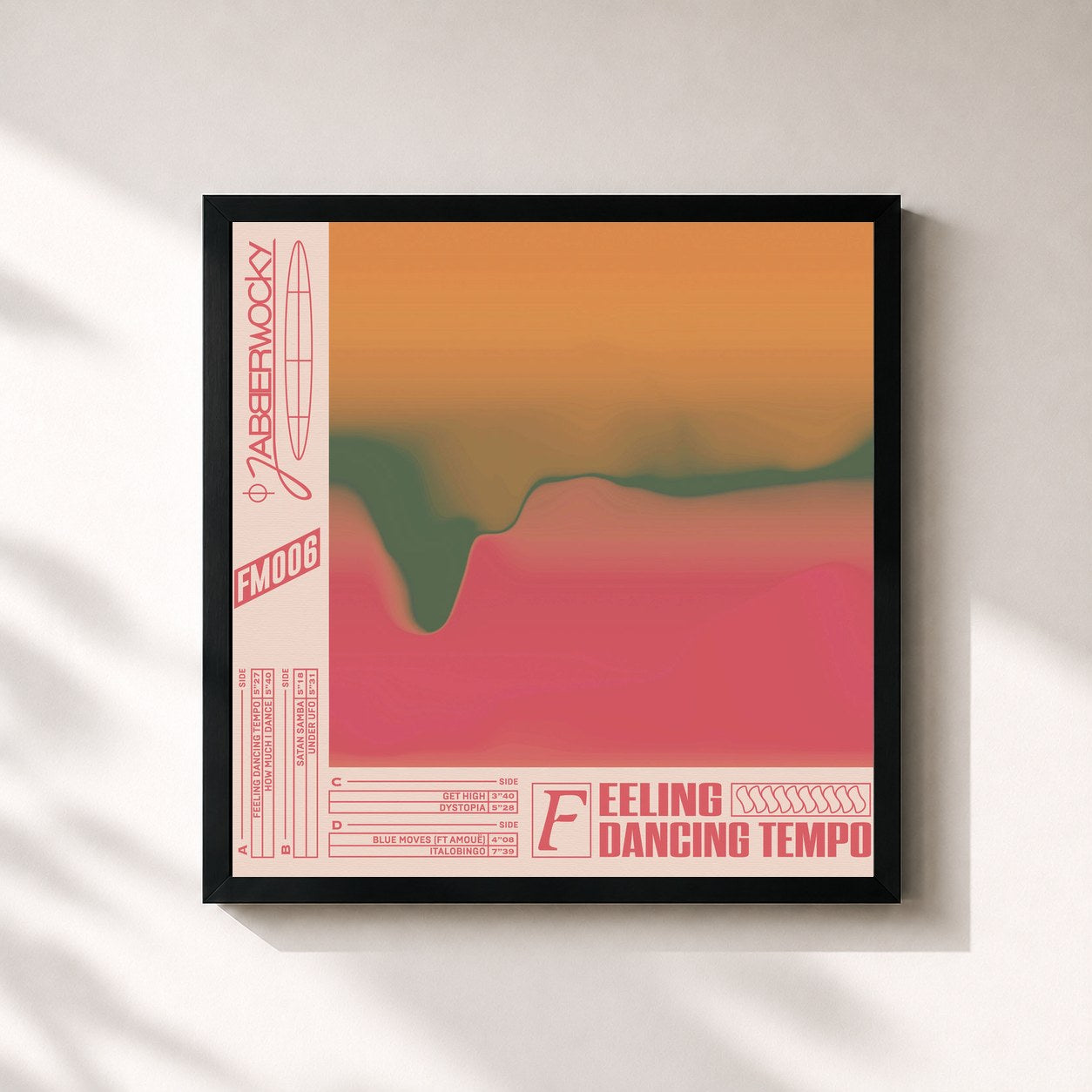 #noir Tableau carré de l'album Feeling Dancing Tempo de Jabberwocky, cadre noir 32x32 cm