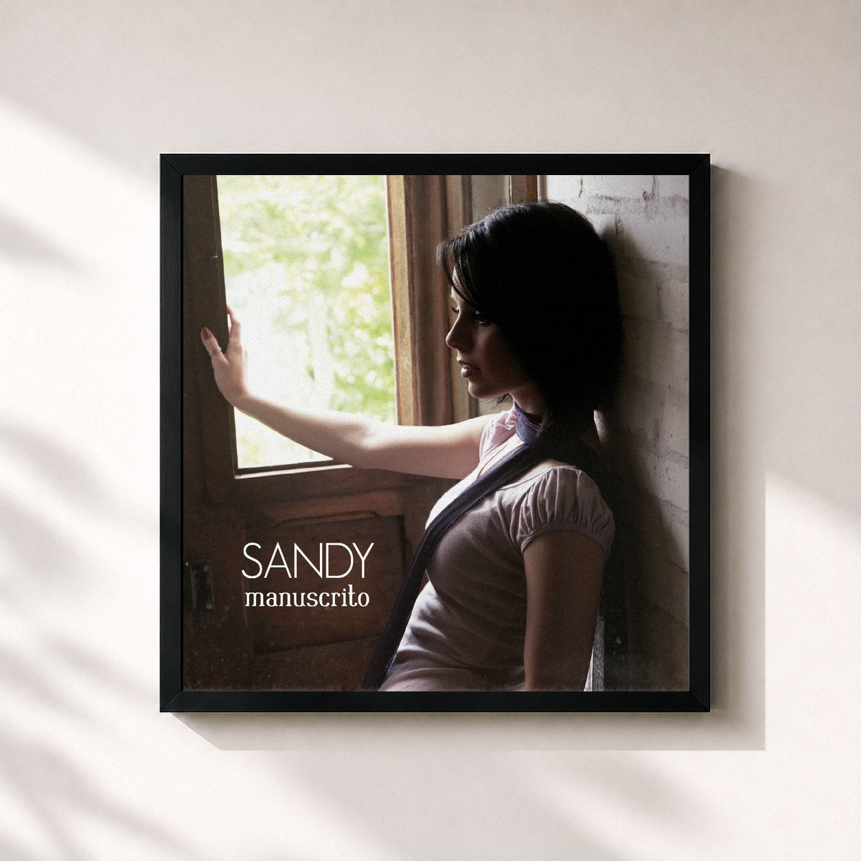 #noir Tableau carré de l'album Manuscrito de Sandy, cadre noir 32x32 cm