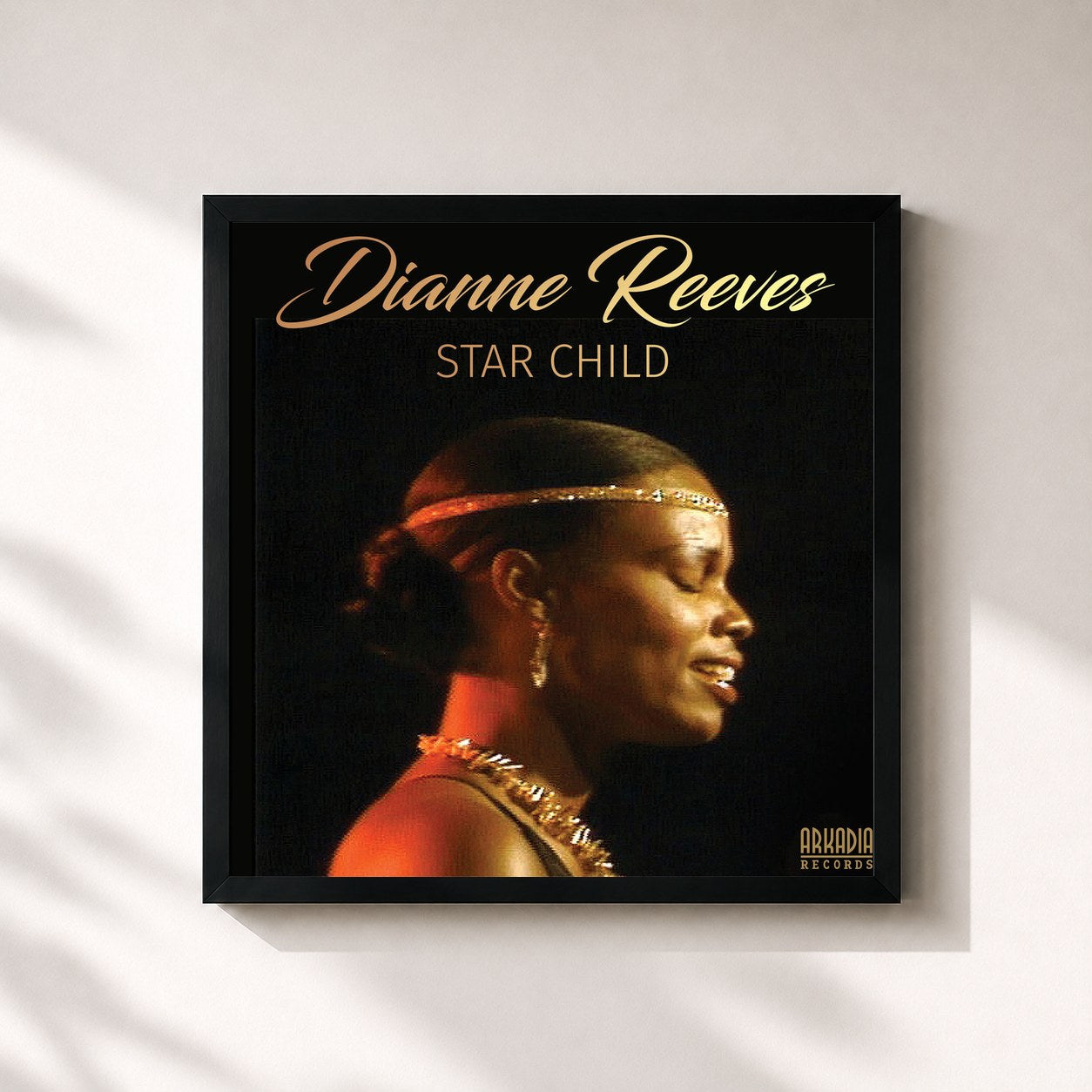 #noir Tableau carré de l'album Star Child de Dianne Reeves, cadre noir 32x32 cm