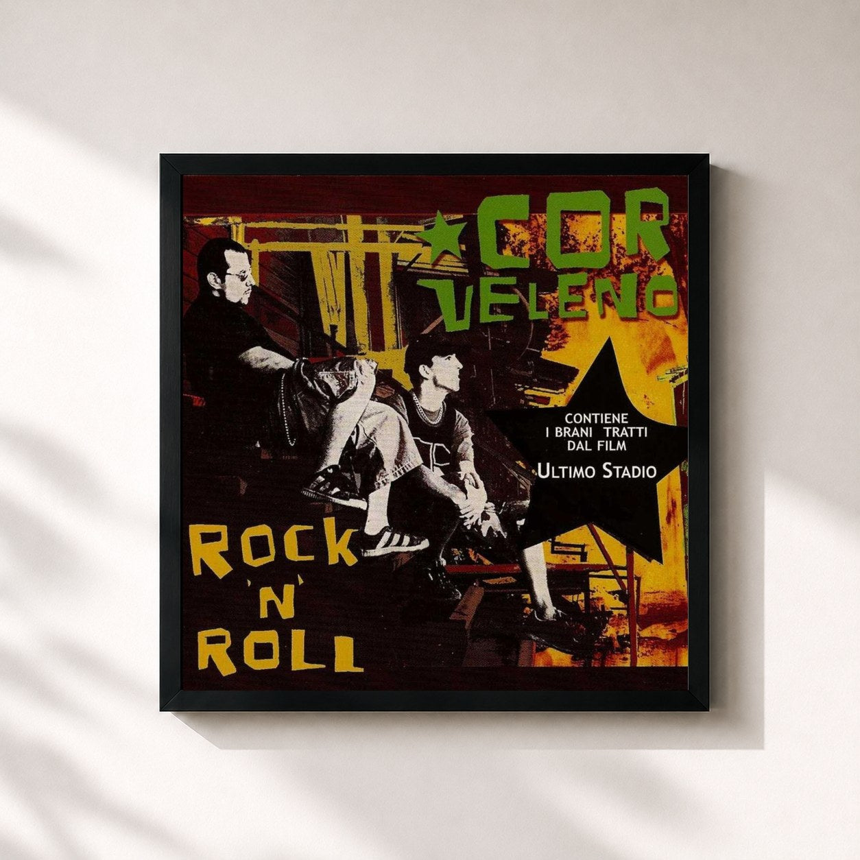 #noir Tableau carré de l'album Rock' N' Roll (Album) de Cor Veleno, cadre noir 32x32 cm