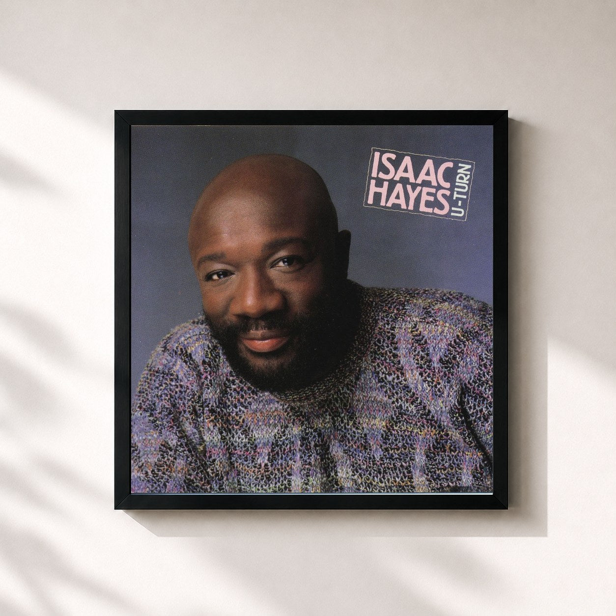 #noir Tableau carré de l'album U-Turn de Isaac Hayes, cadre noir 32x32 cm