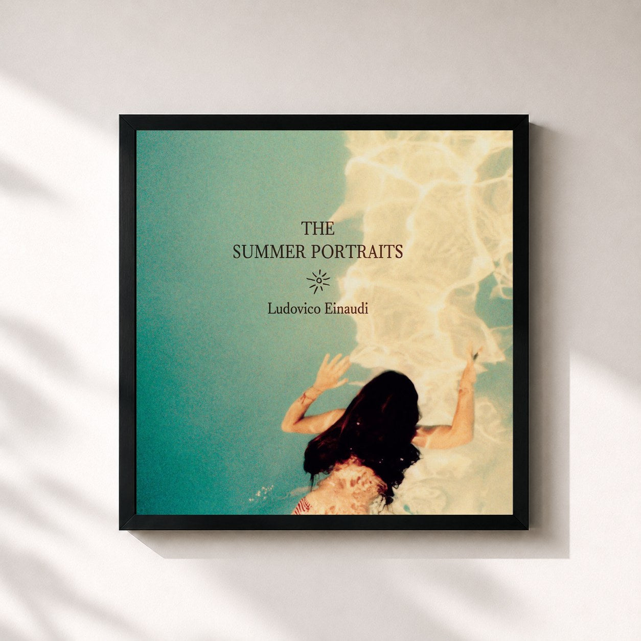 #noir Tableau carré de l'album The Summer Portraits de Ludovico Einaudi, cadre noir 32x32 cm