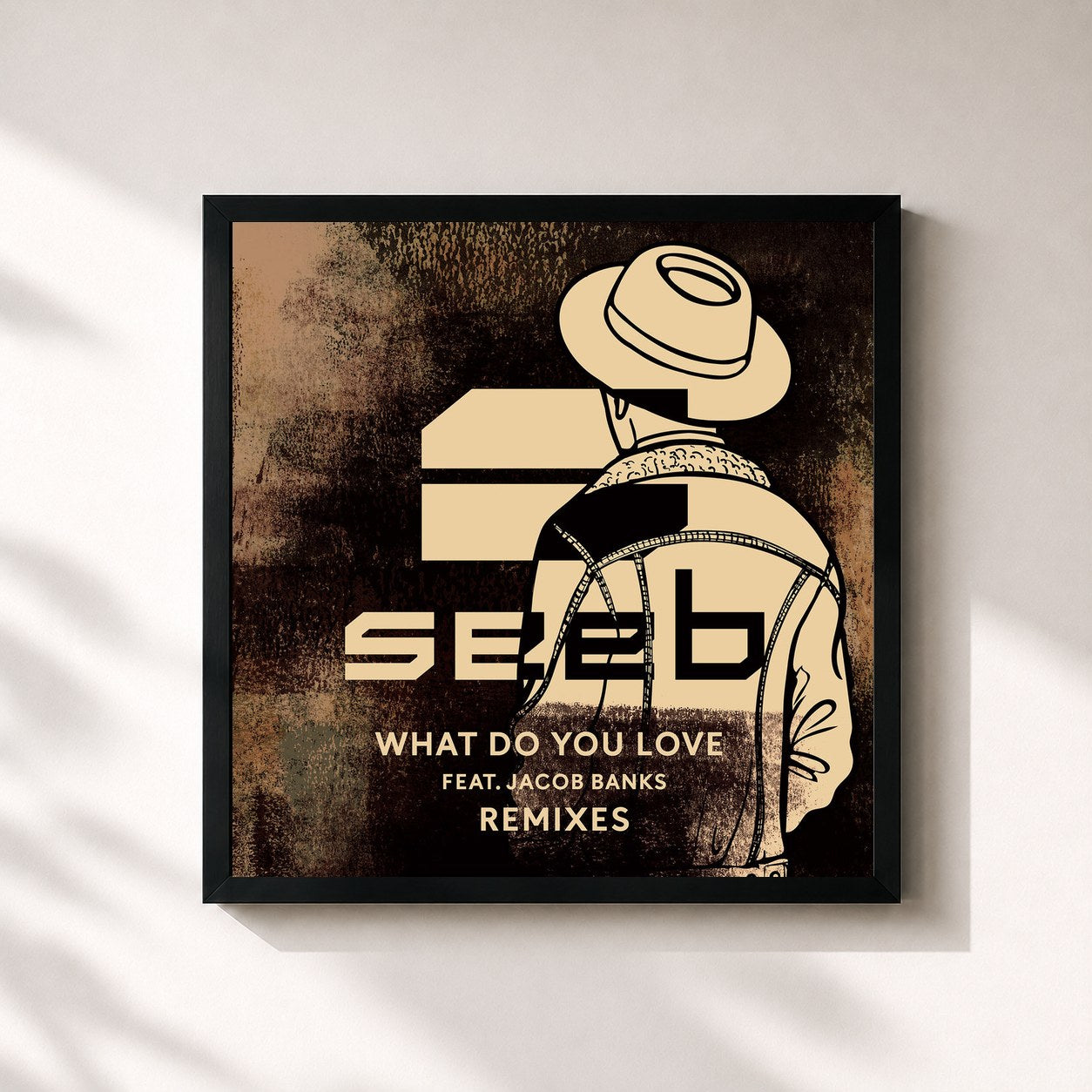 #noir Tableau carré de l'album What Do You Love (Remixes) de SeeB, cadre noir 32x32 cm