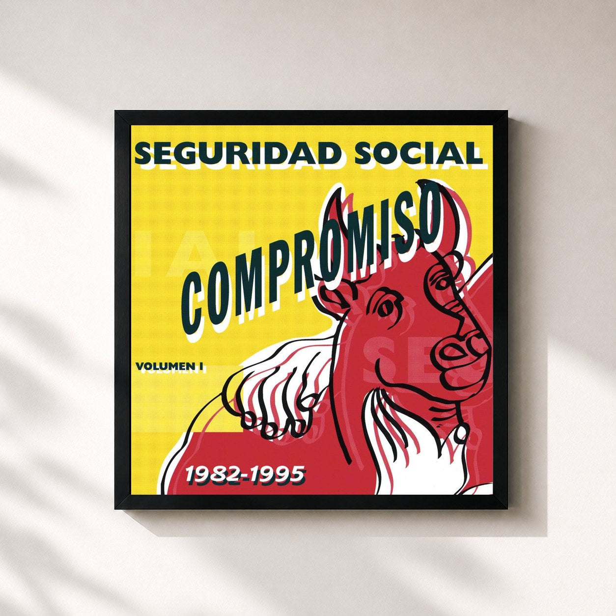 #noir Tableau carré de l'album Compromiso de Seguridad Social, cadre noir 32x32 cm