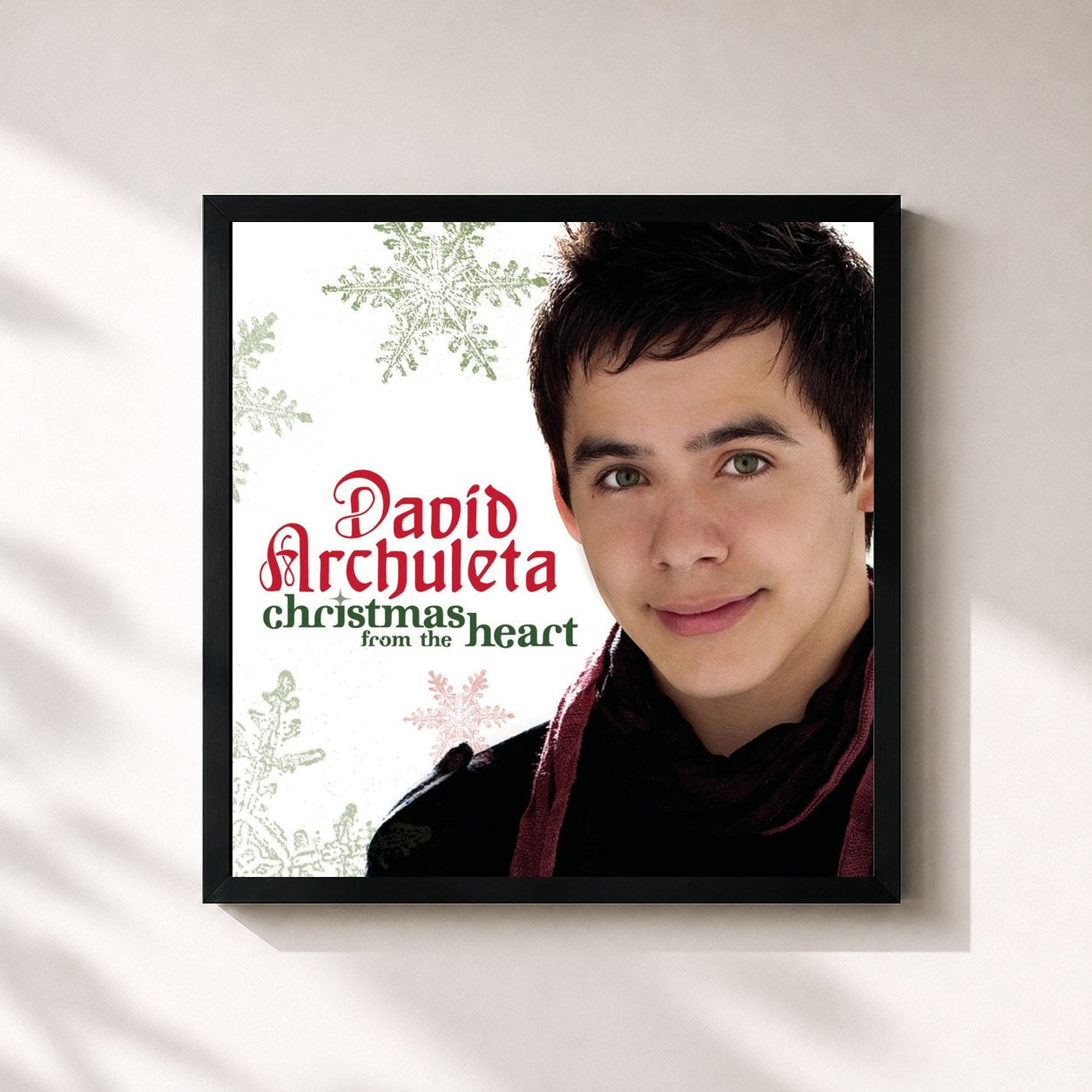 #noir Tableau carré de l'album Christmas From The Heart de David Archuleta, cadre noir 32x32 cm