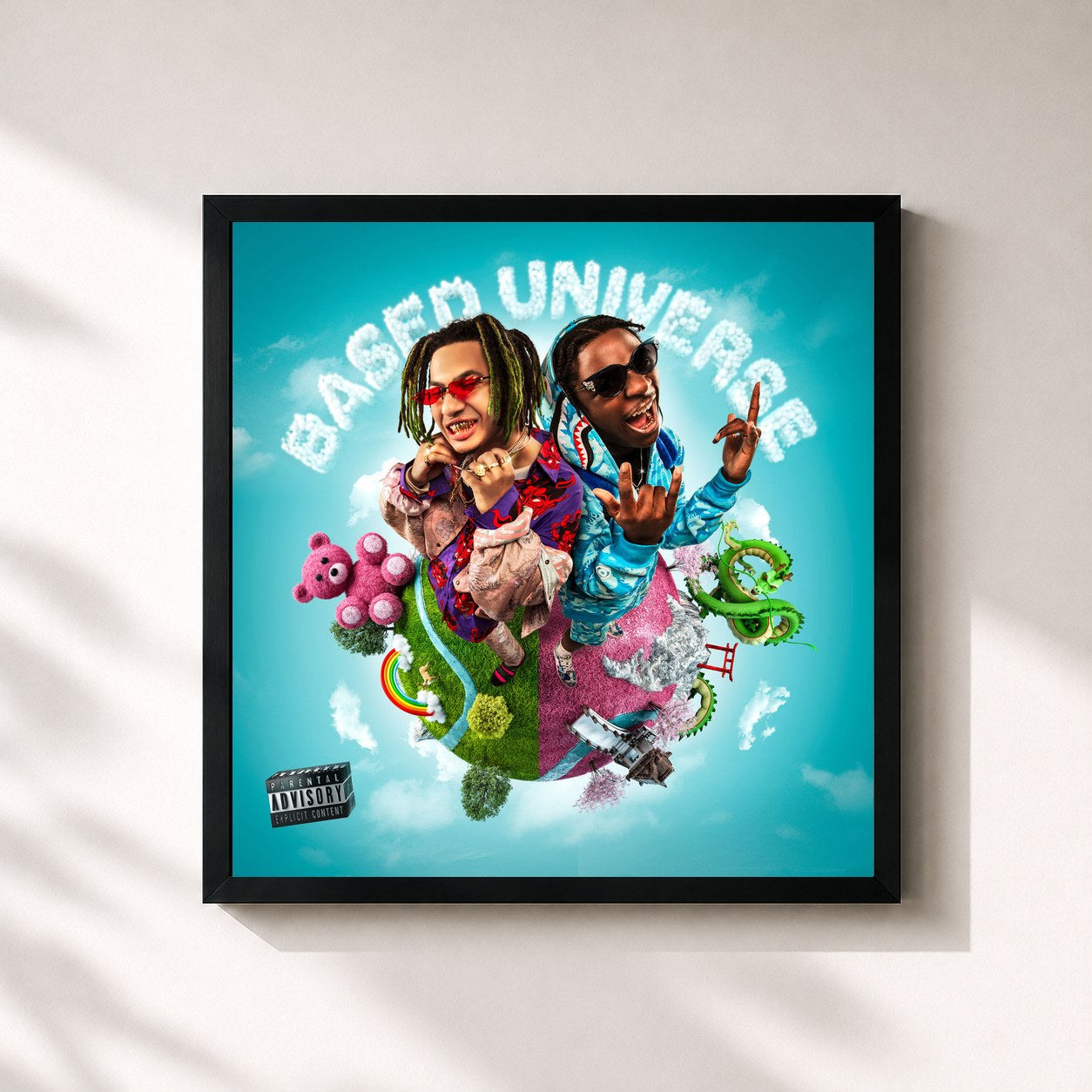 #noir Tableau carré de l'album Based Universe de Jacin Trill, cadre noir 32x32 cm