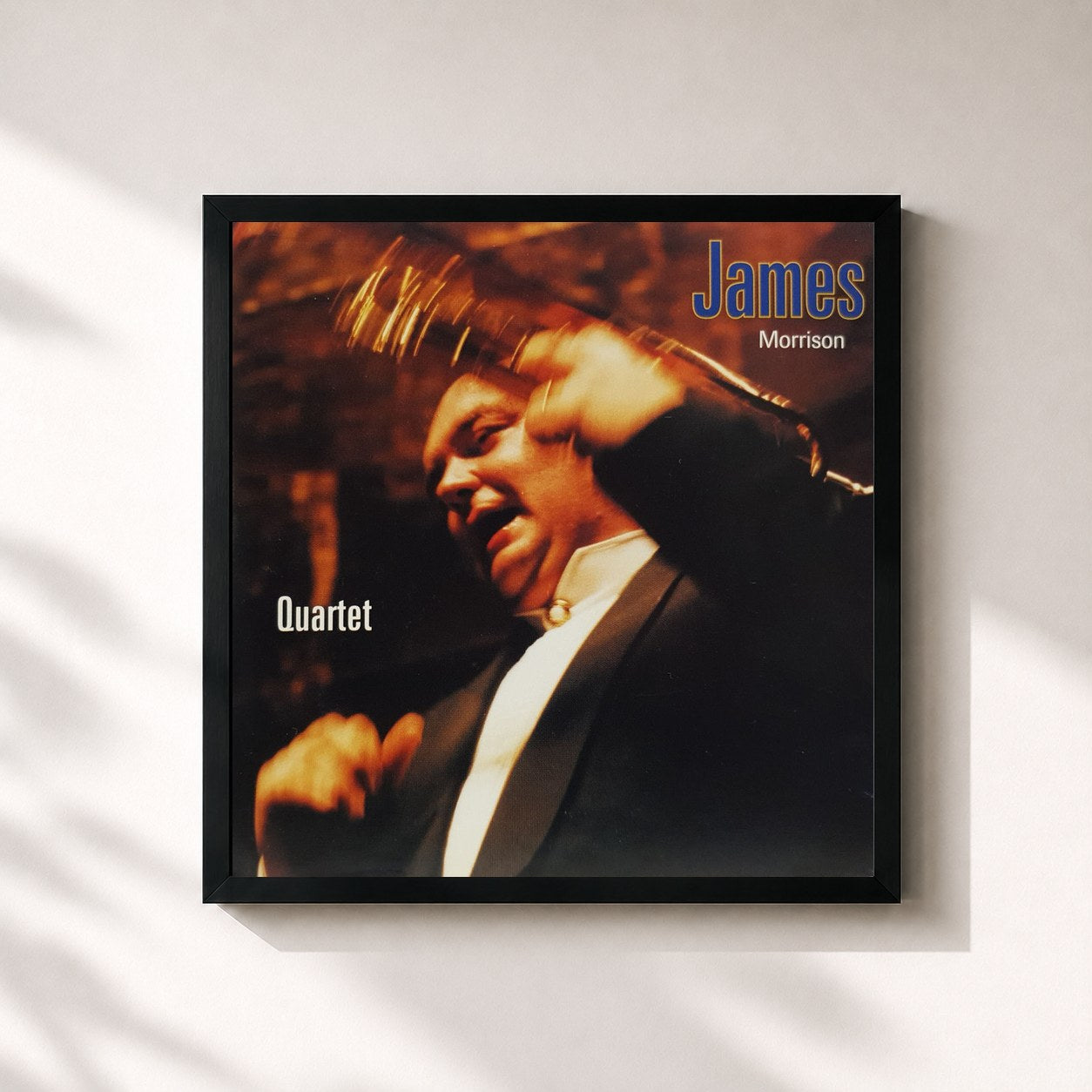 #noir Tableau carré de l'album Quartet de James Morrison, cadre noir 32x32 cm