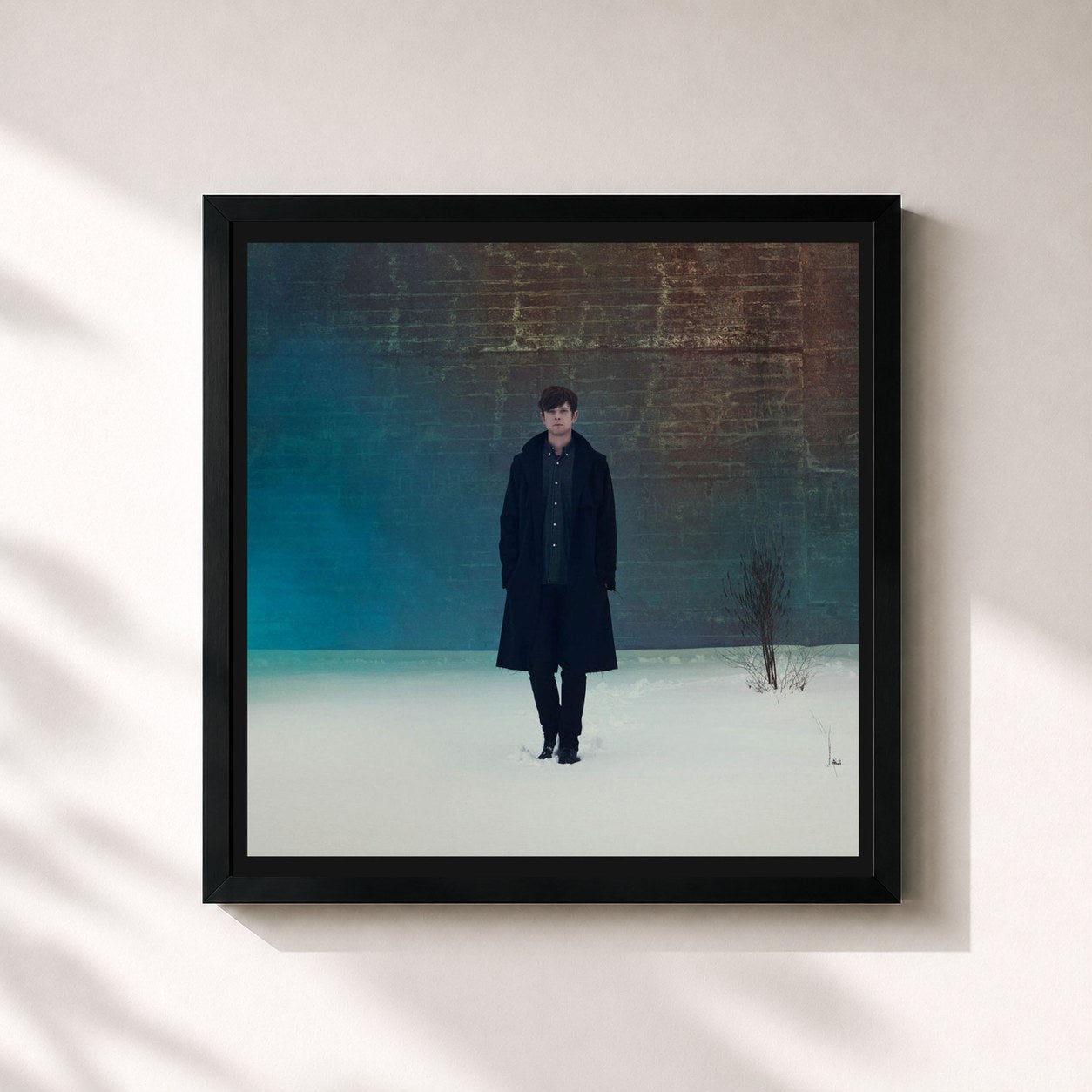 #noir Tableau carré de l'album Overgrown de James Blake, cadre noir 32x32 cm