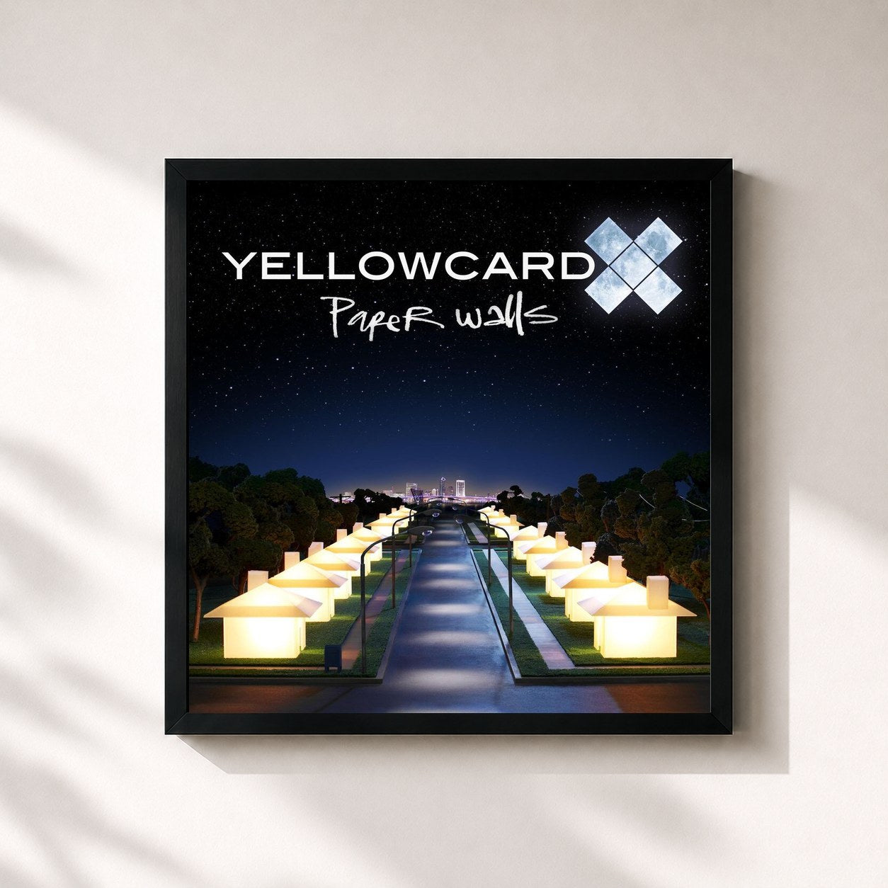 #noir Tableau carré de l'album Paper Walls de Yellowcard, cadre noir 32x32 cm