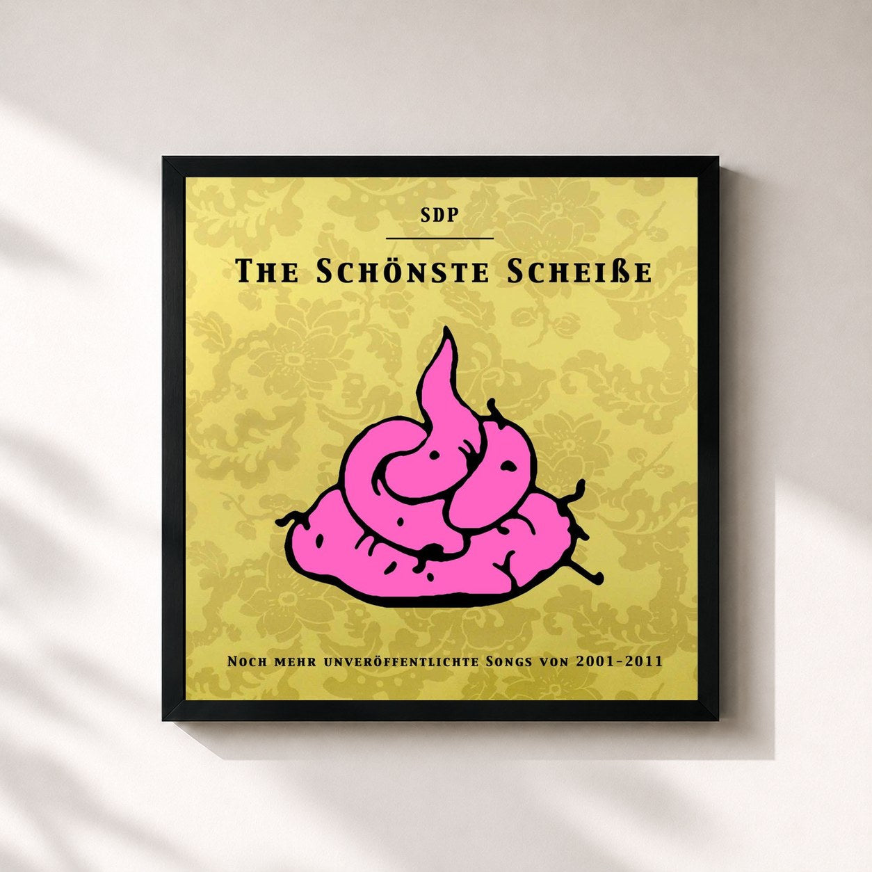 #noir Tableau carré de l'album The Schönste Scheiße de SDP, cadre noir 32x32 cm
