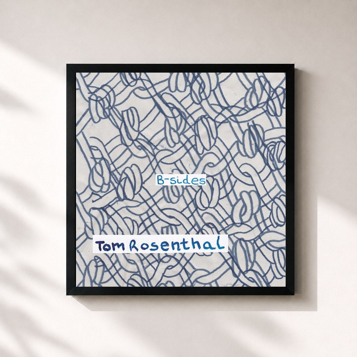#noir Tableau carré de l'album B-Sides de Tom Rosenthal, cadre noir 32x32 cm