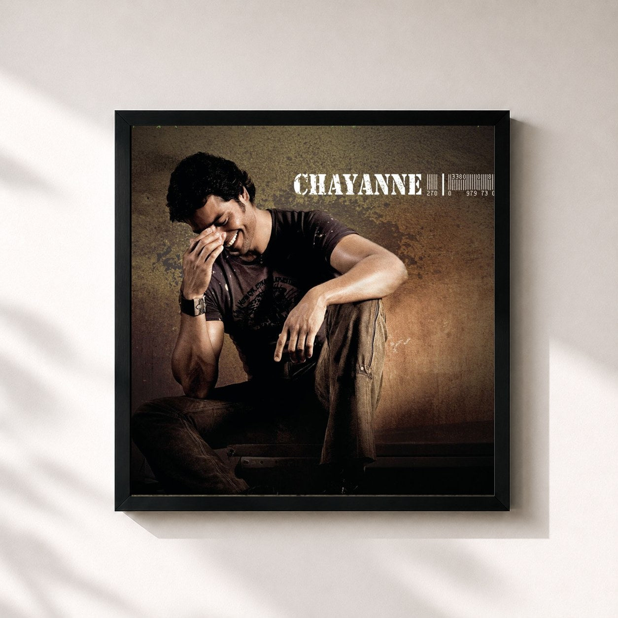 #noir Tableau carré de l'album Cautivo de Chayanne, cadre noir 32x32 cm
