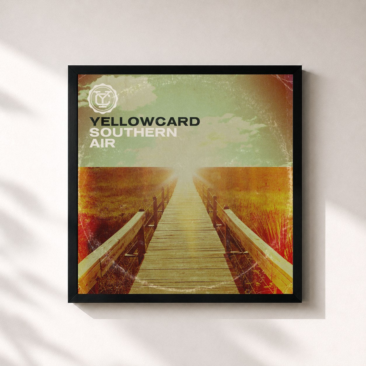 #noir Tableau carré de l'album Southern Air de Yellowcard, cadre noir 32x32 cm