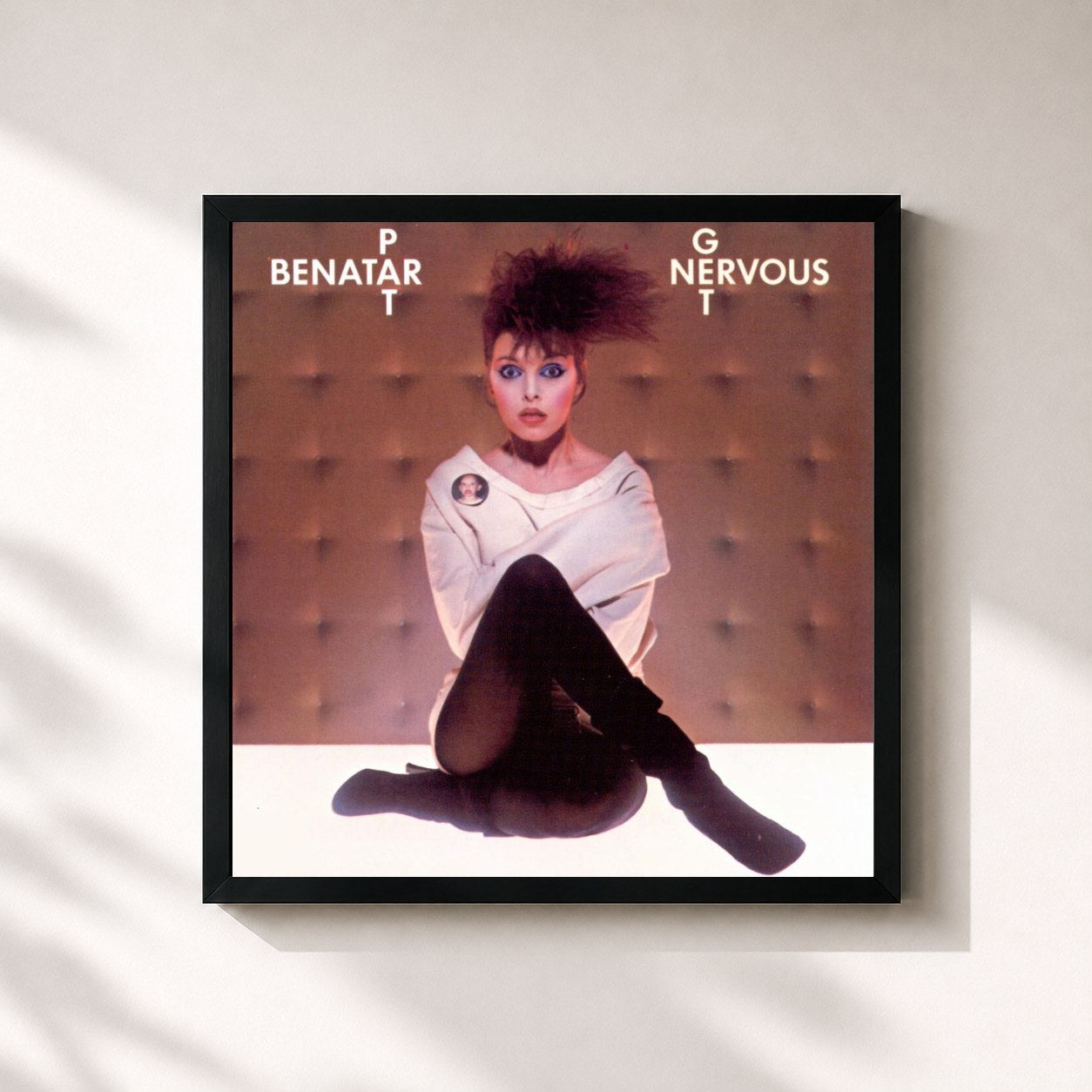 #noir Tableau carré de l'album Get Nervous de Pat Benatar, cadre noir 32x32 cm