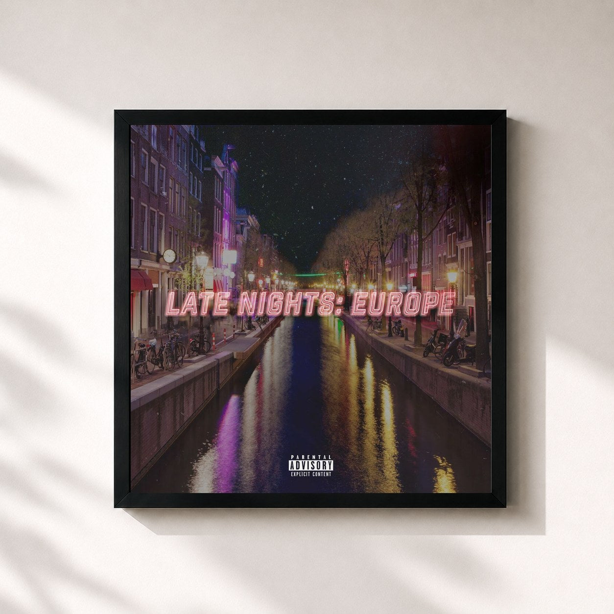 #noir Tableau carré de l'album Late Nights: Europe de Jeremih, cadre noir 32x32 cm