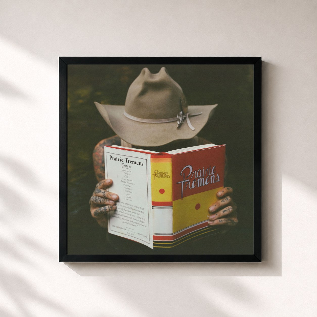 #noir Tableau carré de l'album Prairie Tremens de Fences, cadre noir 32x32 cm