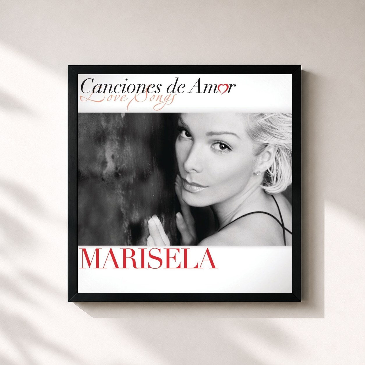 #noir Tableau carré de l'album Canciones De Amor de Marisela, cadre noir 32x32 cm