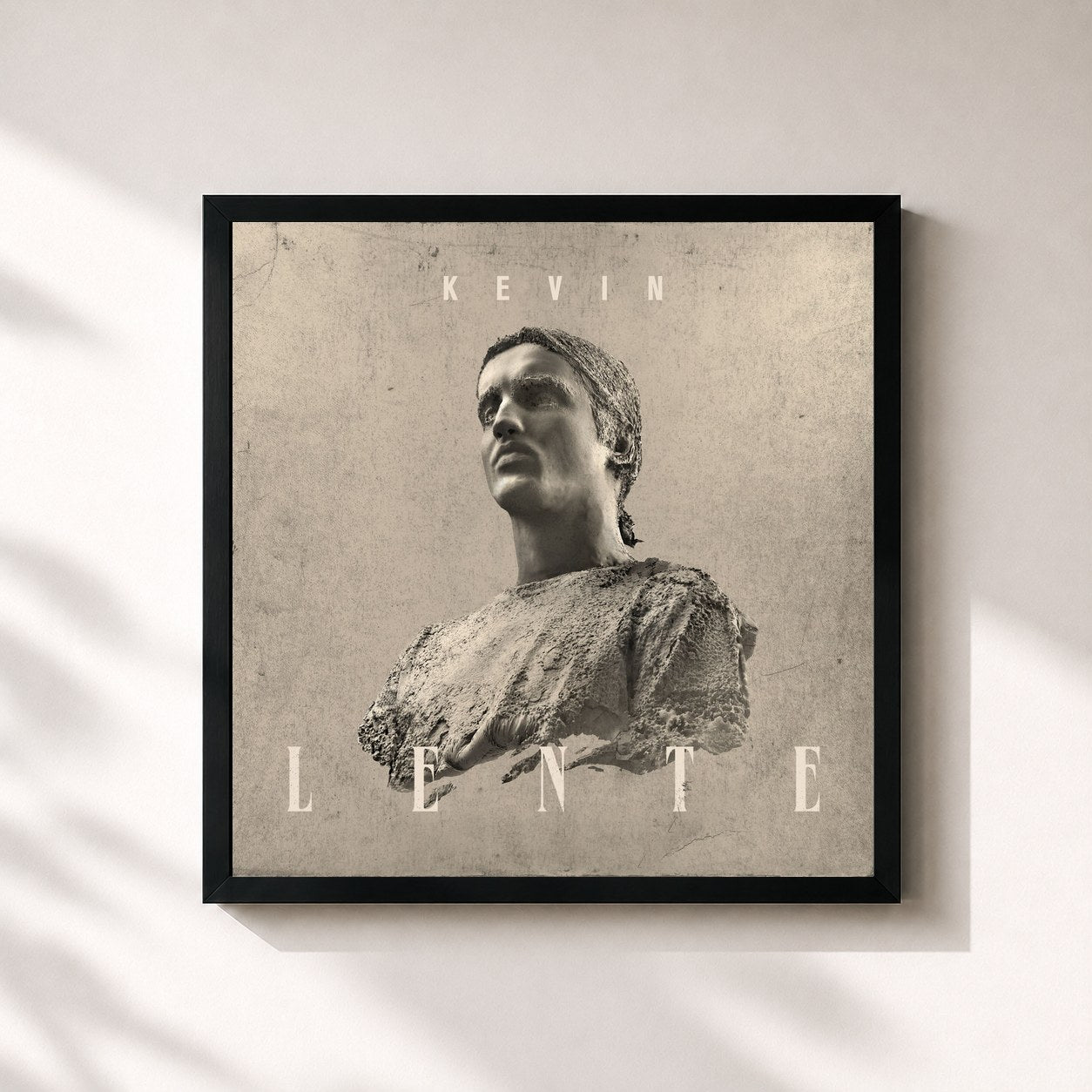 #noir Tableau carré de l'album Lente de Kevin, cadre noir 32x32 cm