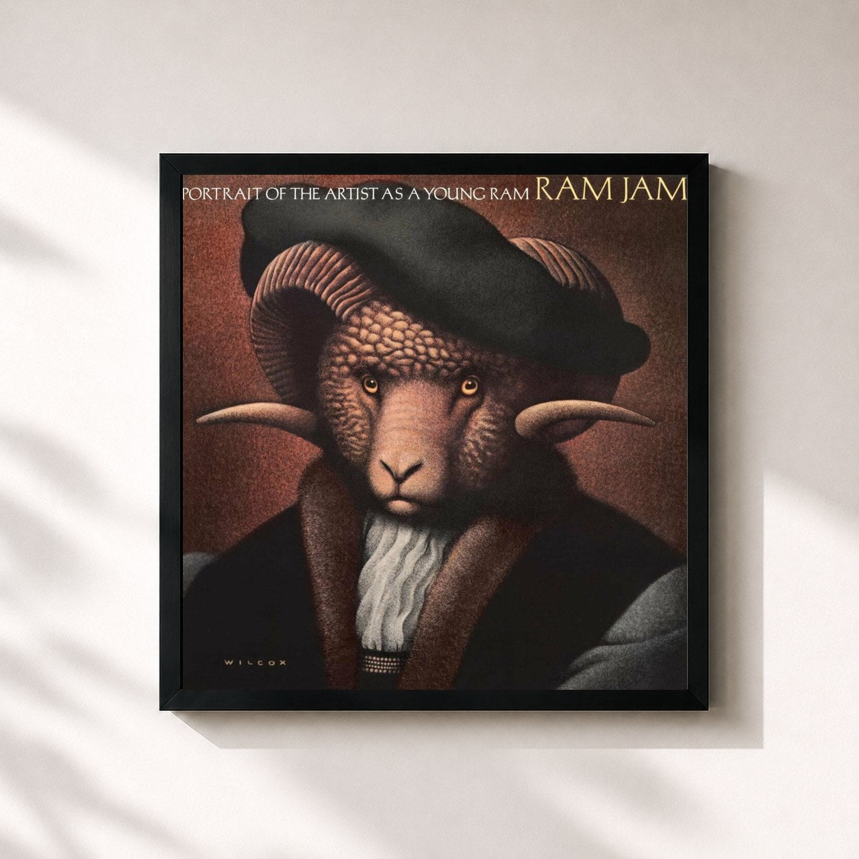 #noir Tableau carré de l'album Portrait of the Artist as a Young Ram de Ram Jam, cadre noir 32x32 cm