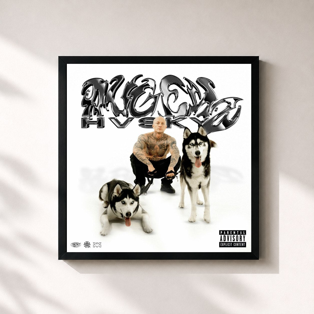 #noir Tableau carré de l'album Augen Husky 2 de Olexesh, cadre noir 32x32 cm