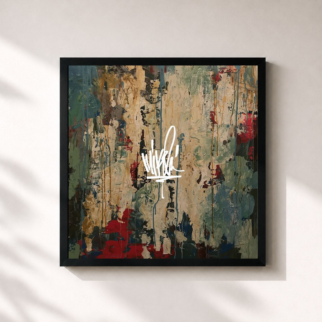 #noir Tableau carré de l'album Post Traumatic de Mike Shinoda, cadre noir 32x32 cm