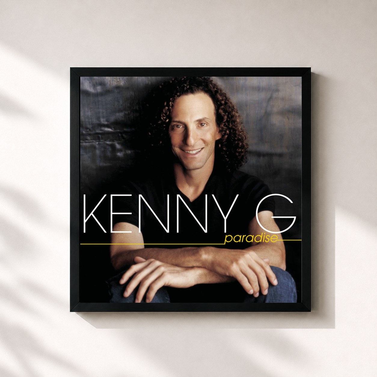 #noir Tableau carré de l'album Paradise de Kenny G, cadre noir 32x32 cm