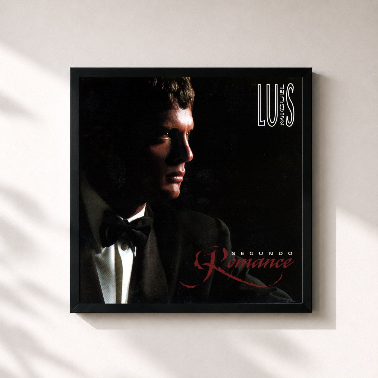 #noir Tableau carré de l'album Segundo Romance de Luis Miguel, cadre noir 32x32 cm