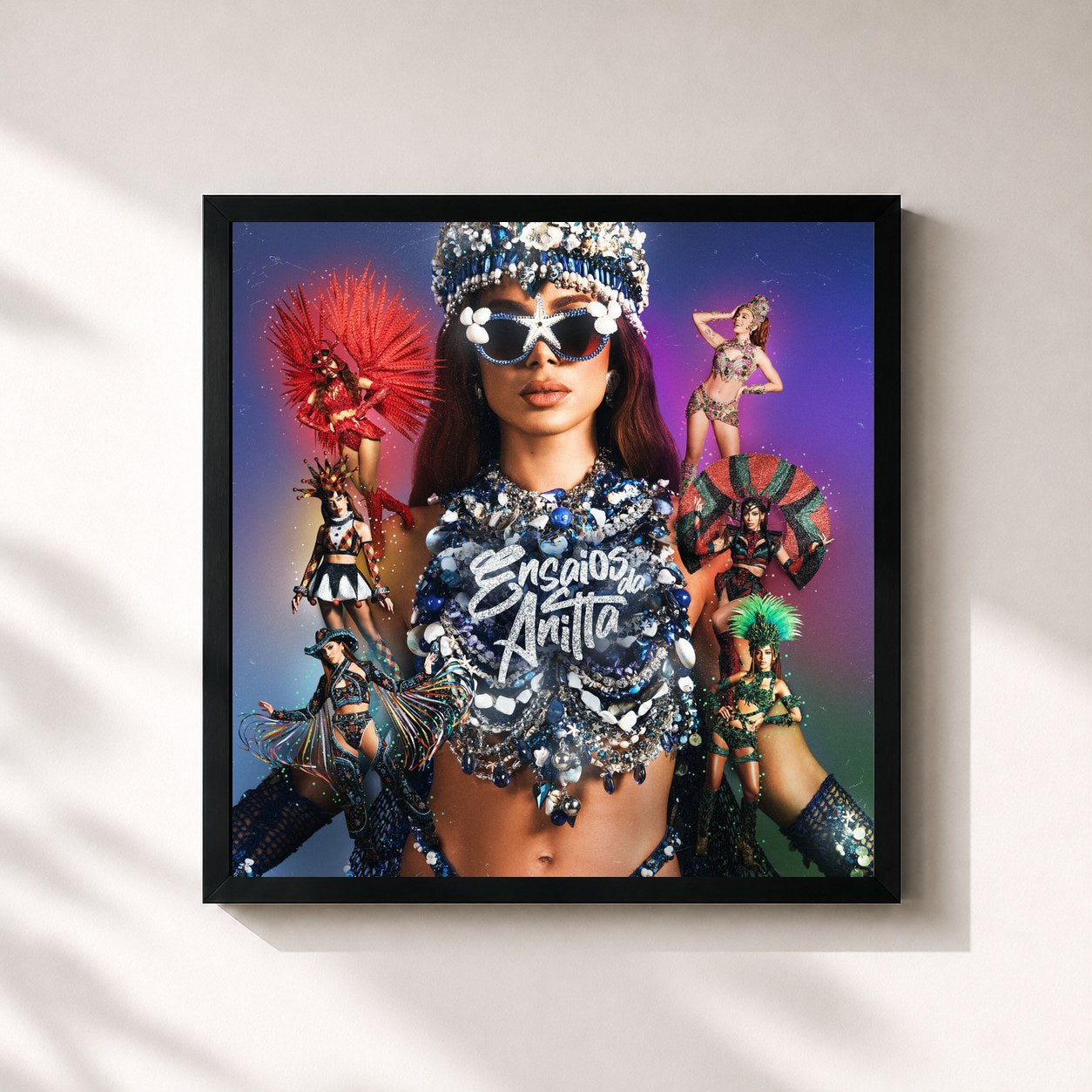 #noir Tableau carré de l'album Ensaios Da Anitta de Anitta, cadre noir 32x32 cm