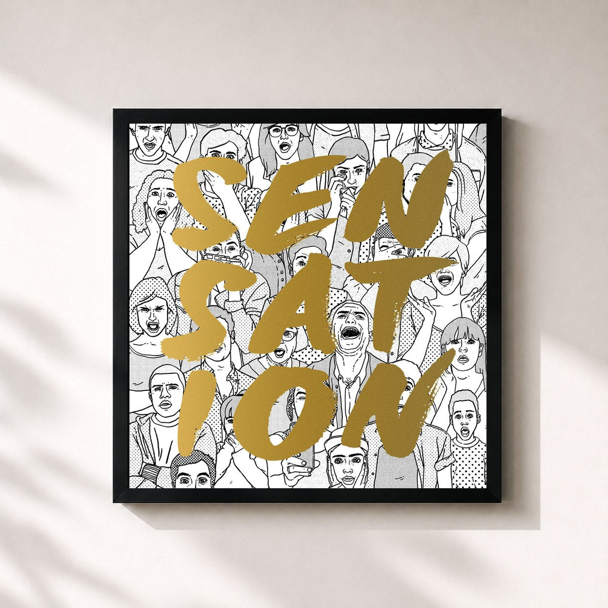 #noir Tableau carré de l'album Sensation de OK KID, cadre noir 32x32 cm