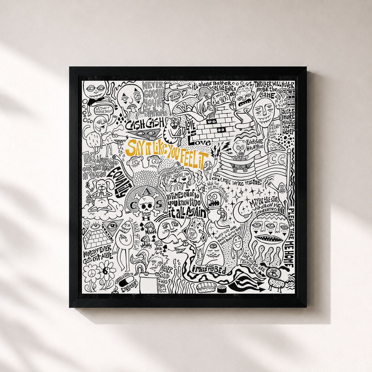 #noir Tableau carré de l'album Say It Like You Feel It de Cash Cash, cadre noir 32x32 cm