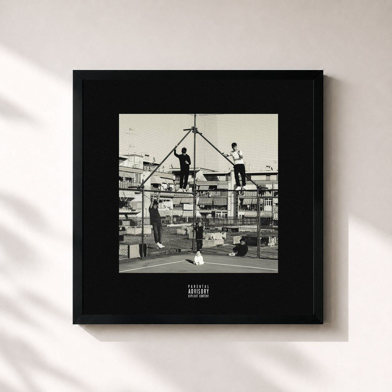 #noir Tableau carré de l'album IL CORAGGIO DEI BAMBINI - ATTO II de Geolier, cadre noir 32x32 cm