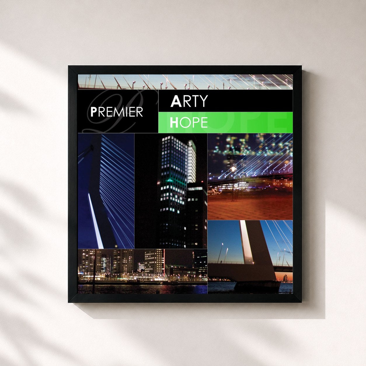 #noir Tableau carré de l'album Hope de Arty, cadre noir 32x32 cm