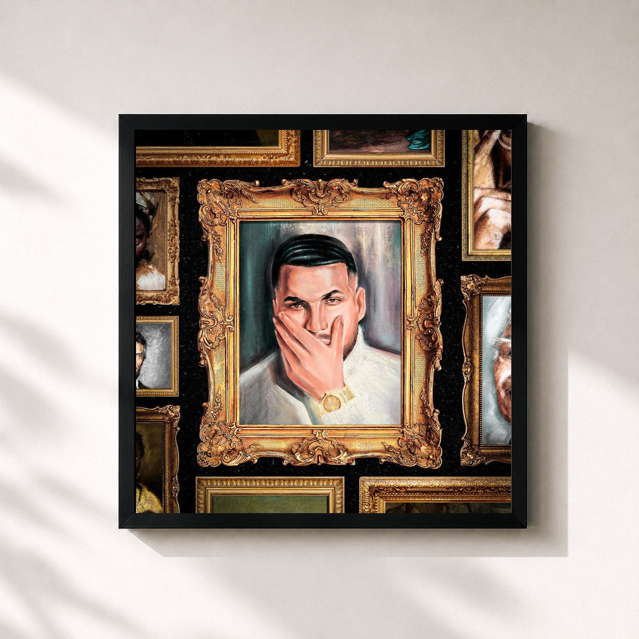 #noir Tableau carré de l'album WEISSWEIN & HEARTBREAKS de reezy, cadre noir 32x32 cm