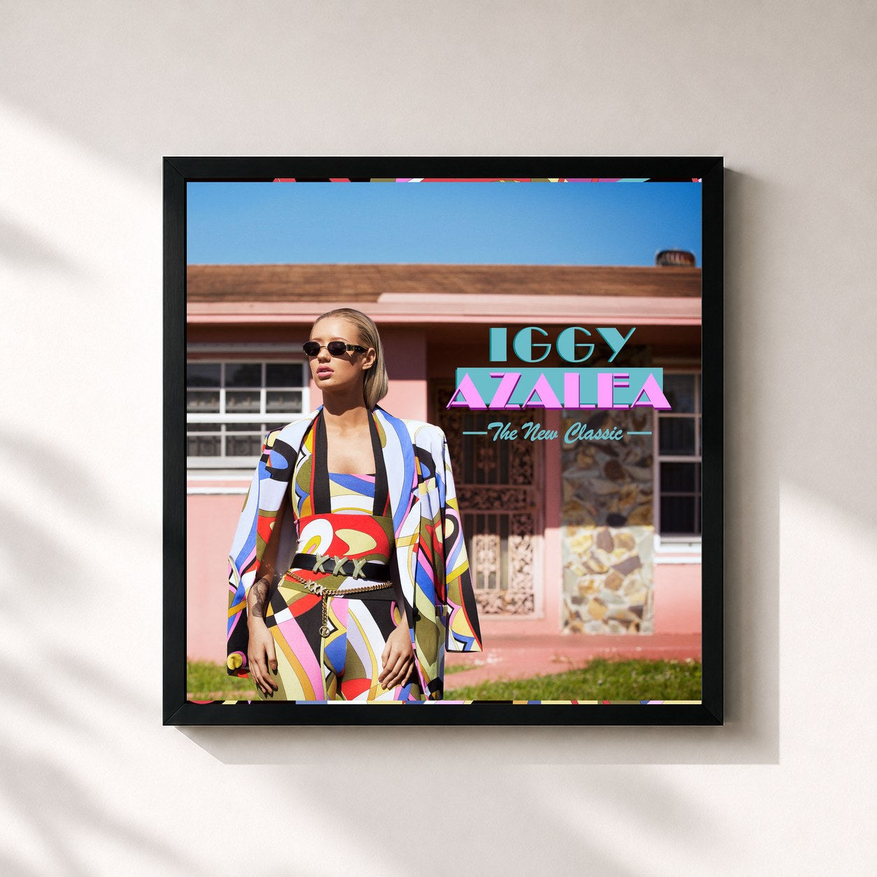 #noir Tableau carré de l'album The New Classic de Iggy Azalea, cadre noir 32x32 cm