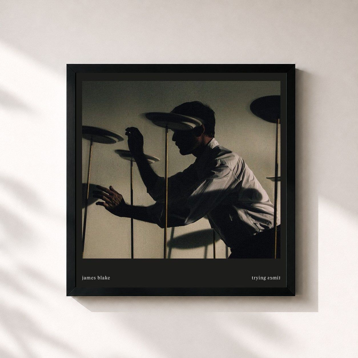 #noir Tableau carré de l'album Trying Times de James Blake, cadre noir 32x32 cm